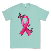 Seafoam Breast Cancer Ribbon with Butterfly Classic Tee - texasbilliewilder
