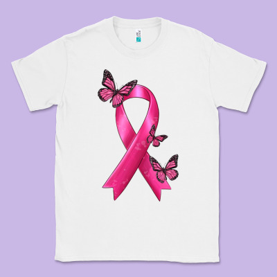 Breast Cancer Ribbon With Butterfly Classic Tee Designed By Texasbilliewilder