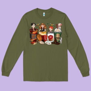 Harry Coffee Cups Long Sleeve Tee Designed By Zillion Design Studio