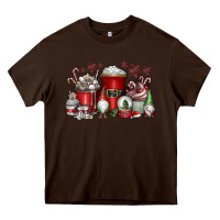 Chocolate Brown Christmas Coffee Drink Heavy Core Tee - CowhideDigitalArt