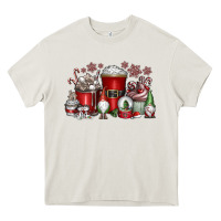 Cream Christmas Coffee Drink Heavy Core Tee - CowhideDigitalArt