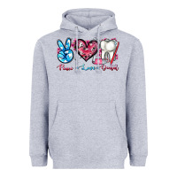 Heather Grey peace love dental Heavyweight Hoodie - AdoDesignShop