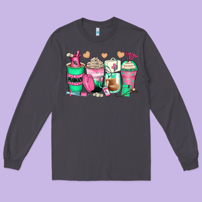 Pharmacy Coffee Cups Long Sleeve Tee Designed By Zillion Design Studio