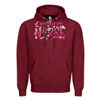 Burgundy one loves nurse Zipper Hoodie - RacoonDesign