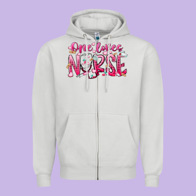 One Loves Nurse Zipper Hoodie Designed By Racoondesign