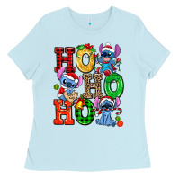 Baby Blue ho ho ho stitch Ladies Tee - AdoDesignShop