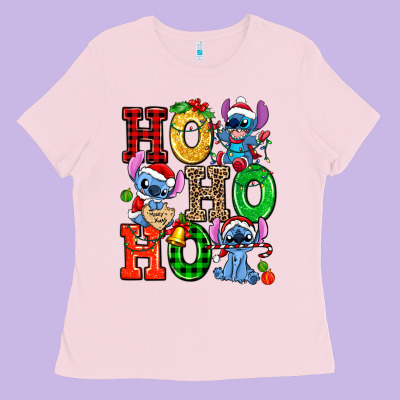 Ho Ho Ho Stitch Ladies Tee Designed By Adodesignshop