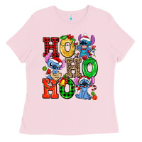 Bubblegum Pink ho ho ho stitch Ladies Tee - AdoDesignShop
