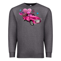 Charcoal Heather truck with hearts Premium Sweatshirt - AdoDesignShop