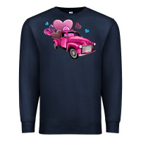 Navy truck with hearts Premium Sweatshirt - AdoDesignShop