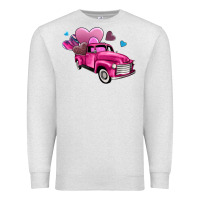 Oatmeal Heather truck with hearts Premium Sweatshirt - AdoDesignShop