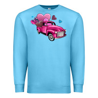 Ocean Blue truck with hearts Premium Sweatshirt - AdoDesignShop