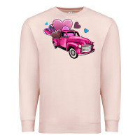 Pale Pink truck with hearts Premium Sweatshirt - AdoDesignShop