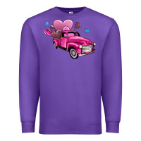 Purple truck with hearts Premium Sweatshirt - AdoDesignShop