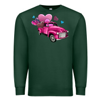 Sports Green truck with hearts Premium Sweatshirt - AdoDesignShop