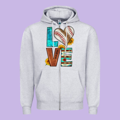 Western Love Baseball Zipper Hoodie Designed By Hra Design Shop