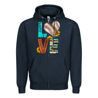 Navy western love baseball Zipper Hoodie - HRA Design Shop
