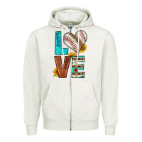 Oatmeal Heather western love baseball Zipper Hoodie - HRA Design Shop