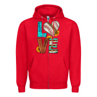 Red western love baseball Zipper Hoodie - HRA Design Shop