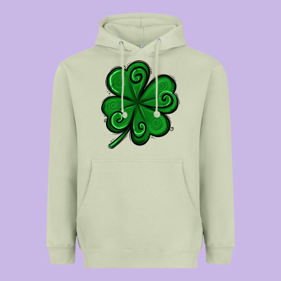 St. Patrick's Day Shamrock Heavyweight Hoodie Designed By Jasminsmagicworld