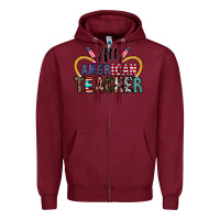 Burgundy all american teacher Zipper Hoodie - CowhideDigitalArt