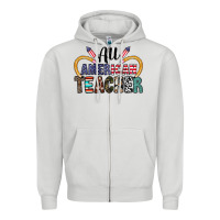 Dove Grey all american teacher Zipper Hoodie - CowhideDigitalArt