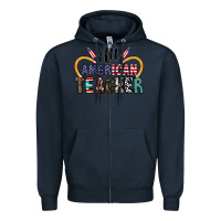 Navy all american teacher Zipper Hoodie - CowhideDigitalArt