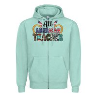 Seafoam all american teacher Zipper Hoodie - CowhideDigitalArt