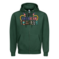 Sports Green all american teacher Zipper Hoodie - CowhideDigitalArt