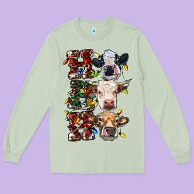 Hohoho Cows Long Sleeve Tee Designed By Ranaportraitstore