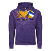 Cloud Purple peace love volleyball Vintage Hoodie - AdoDesignShop