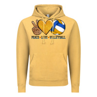 Vintage Mustard peace love volleyball Vintage Hoodie - AdoDesignShop