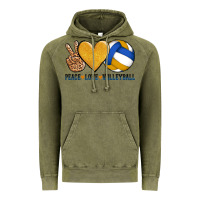 Vintage Olive peace love volleyball Vintage Hoodie - AdoDesignShop