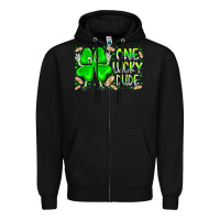 Black one lucky dude Zipper Hoodie - RacoonDesign