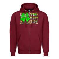 Burgundy one lucky dude Zipper Hoodie - RacoonDesign