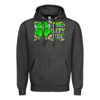 Charcoal Heather one lucky dude Zipper Hoodie - RacoonDesign