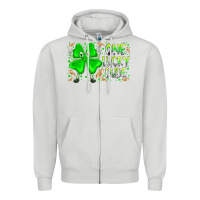 Dove Grey one lucky dude Zipper Hoodie - RacoonDesign
