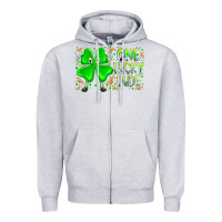 Heather Grey one lucky dude Zipper Hoodie - RacoonDesign