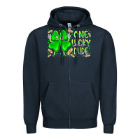 Navy one lucky dude Zipper Hoodie - RacoonDesign