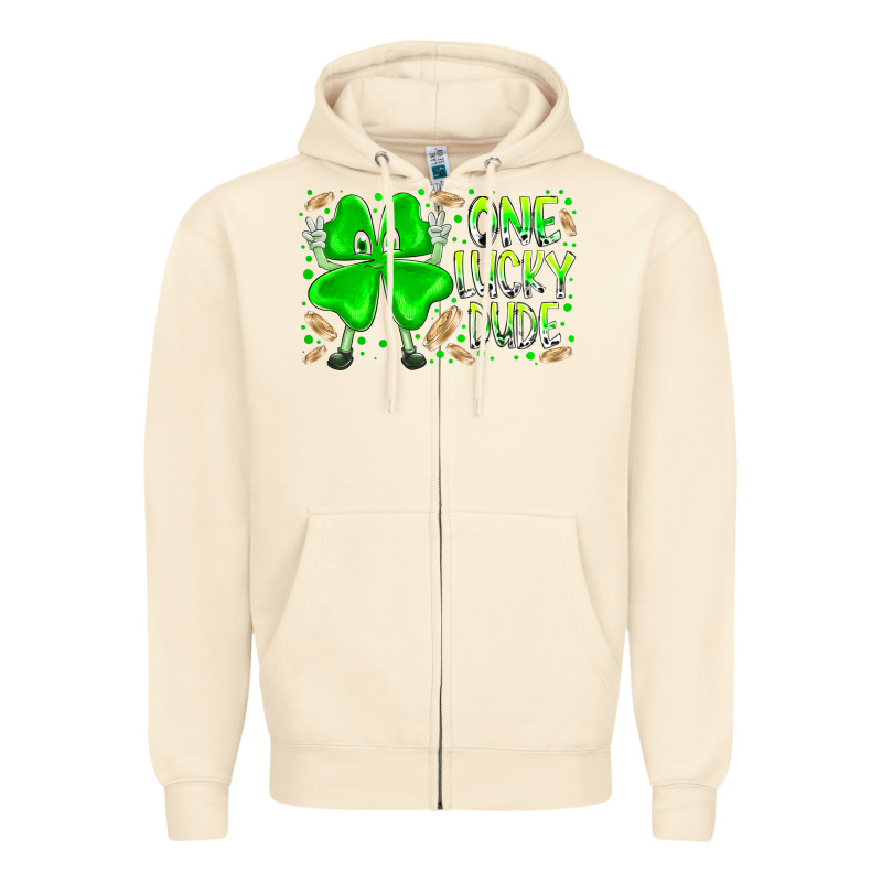One Lucky Dude Zipper Hoodie by RacoonDesign | Teevron