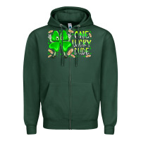 Sports Green one lucky dude Zipper Hoodie - RacoonDesign