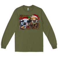 Army Green christmas heifers with leopard and cowhide background Long Sleeve Tee - RanaPortraitStore