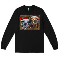 Black christmas heifers with leopard and cowhide background Long Sleeve Tee - RanaPortraitStore