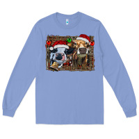 Colony Blue christmas heifers with leopard and cowhide background Long Sleeve Tee - RanaPortraitStore