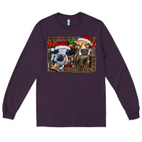 Plum christmas heifers with leopard and cowhide background Long Sleeve Tee - RanaPortraitStore