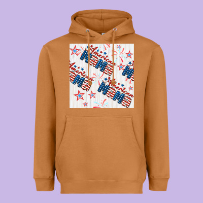 American Mama Seamless Pattern Heavyweight Hoodie Designed By Bundleandbundleshop