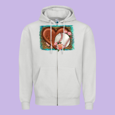Western Leopard Baseball Heart Zipper Hoodie Designed By Hra Design Shop
