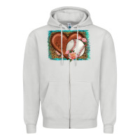 Dove Grey western leopard baseball heart Zipper Hoodie - HRA Design Shop