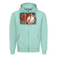 Seafoam western leopard baseball heart Zipper Hoodie - HRA Design Shop
