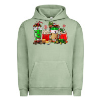 Pigment Oil Green Christmas tractor coffee cup Urban Hoodie - NancyCooperArtShop